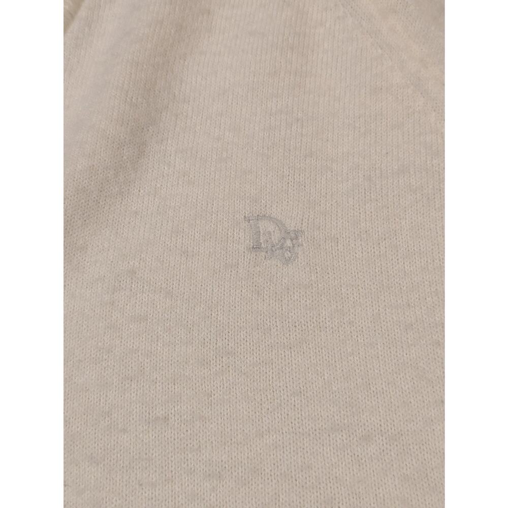 Vintage Christian Dior V-Neck Sweater Made USA Cream Ivory Size L - Picture 7 of 8